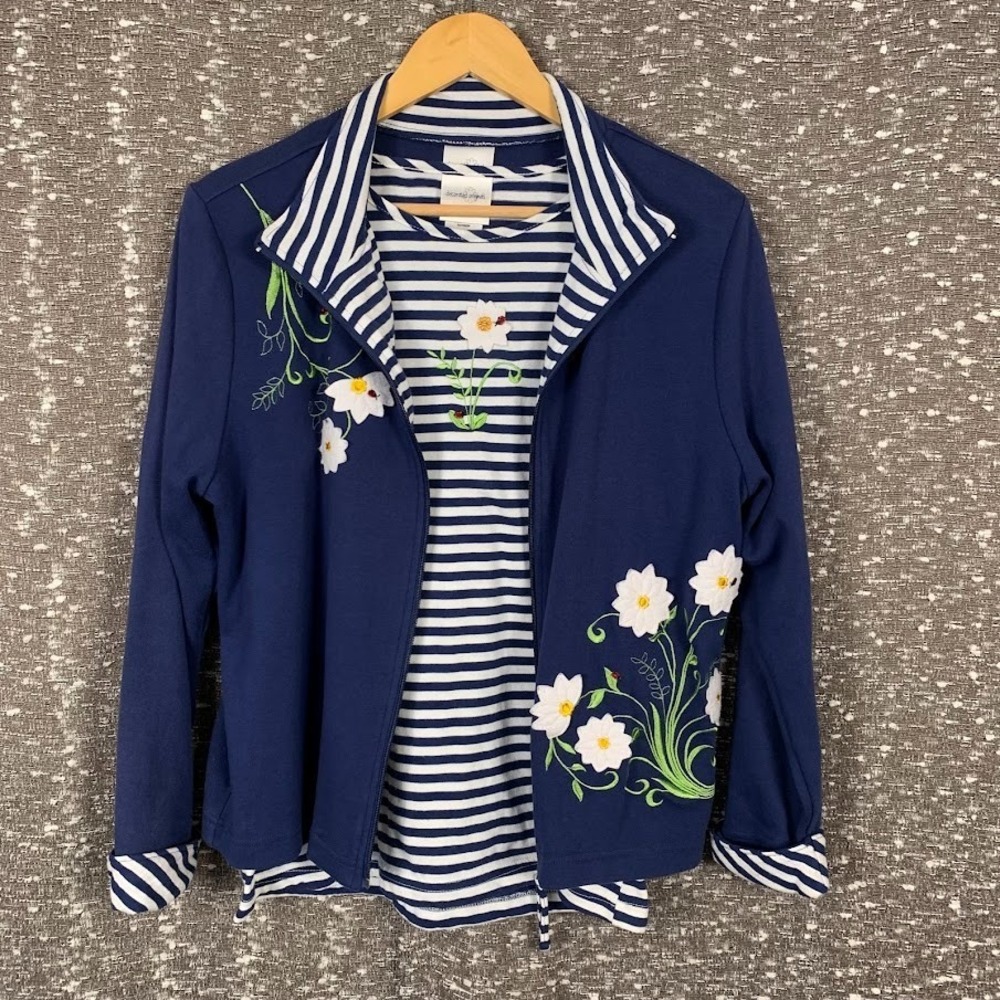 Decorated Originals Floral Sweatshirt/Shirt 2 Piece Cottagecore Women's Large - Picture 4 of 13